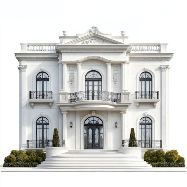 Georgian Mansion 3D Render Photorealistic White Background