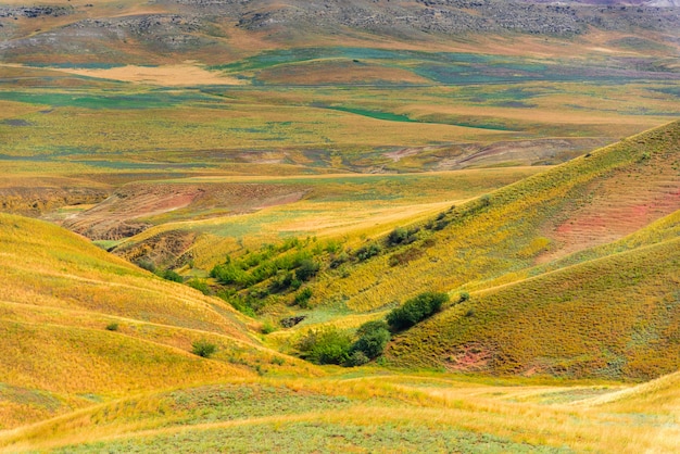 Georgian steppe landscape on the way East from Tbilisi to the monastery complex David Gareji.