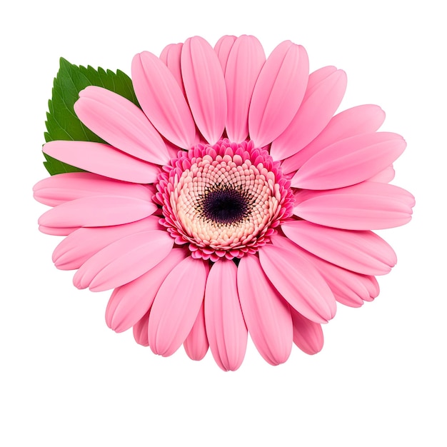 gerbera flower and a green leaf