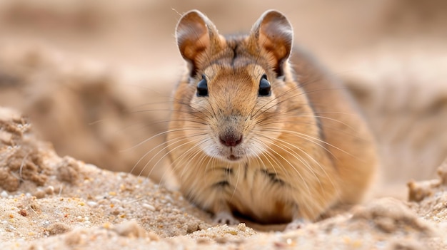 Photo gerbil burrowing in sandy desert landscape