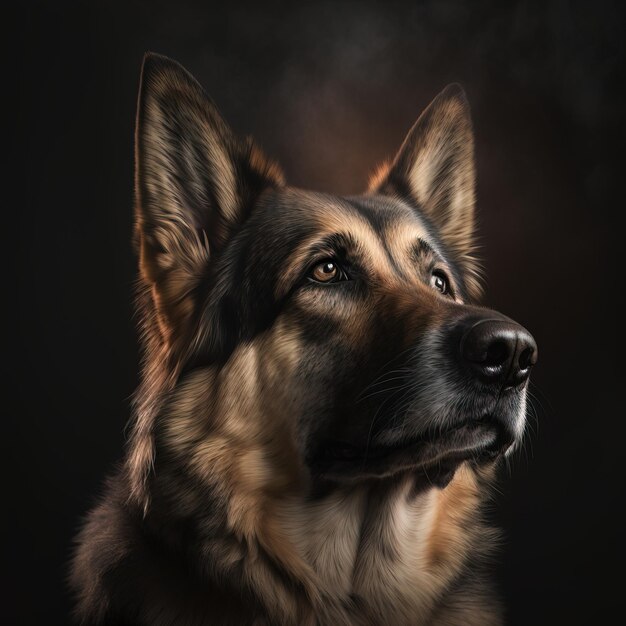 German Shepard vector digital art illustrations with blurred landscape background