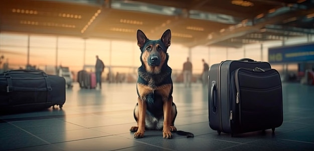 German Shepherd at the airport Border dog Generative AI