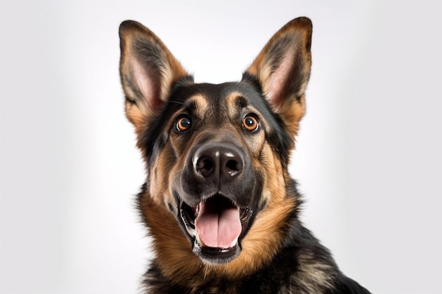 A german shepherd dog with a white background