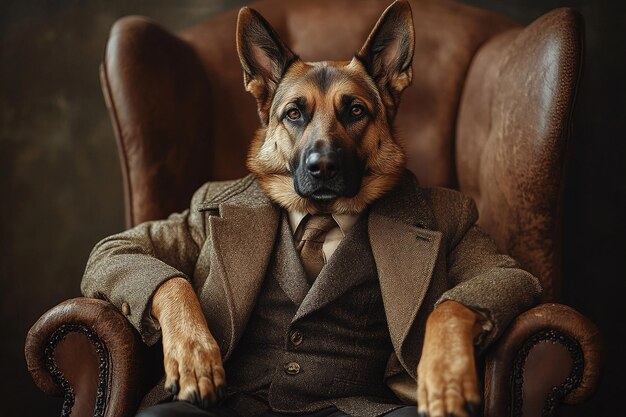 Photo german shepherd in vintage coat