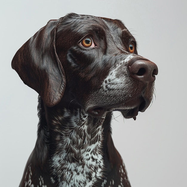 German Shorthaired Pointer on Pure White