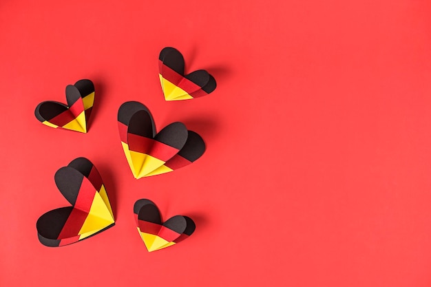 German style abstract background hearts in the colors of the German flag