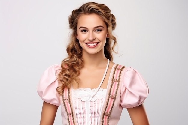 German Woman Smiling Happily in National Attire Generative AI