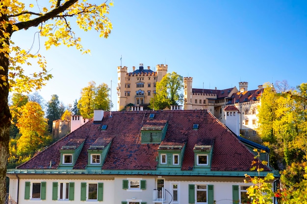 Germany Bavaria Schwangau Neuschwanstein Castle small town