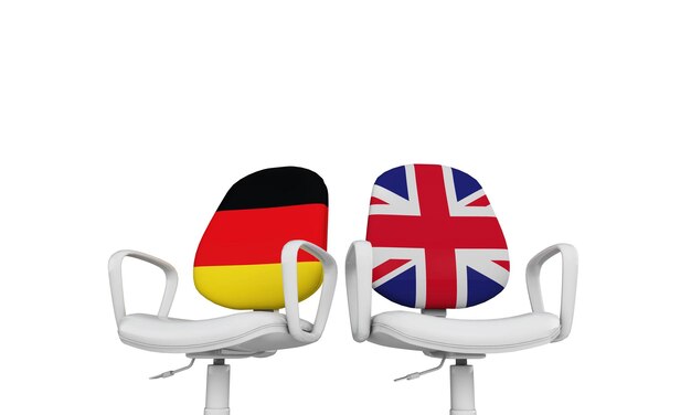 Germany and Great Britain business chairs Internationl relationship concept 3D Rendering