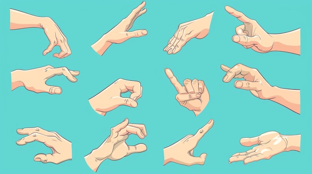 Photo gesture demonstration using hand emojis and finger movements