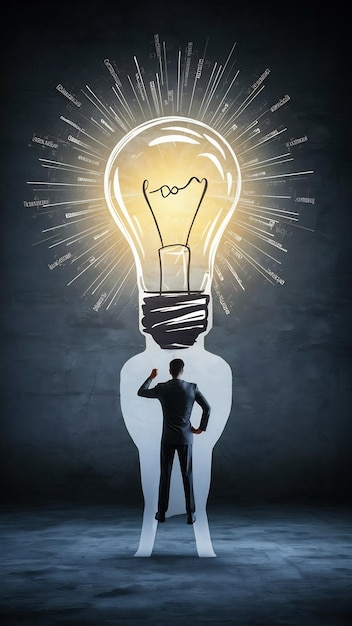 Get new business idea think or brainstorming for solution creativity or invention brilliant idea