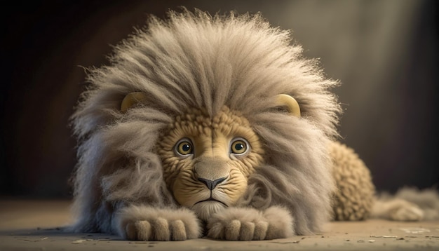 Photo get ready to fall in love with this fuzzy lion cute animal character generative ai