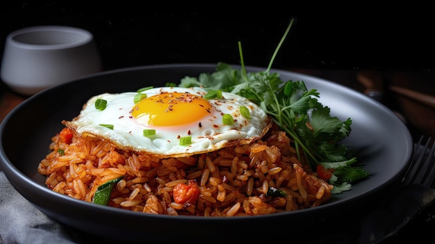 Get ready to spice up your taste buds with this mouthwatering kimchi fried rice recipe featuring a medley of colorful vegetables aromatic seasonings and fiery gochujang sauce Generated by AI