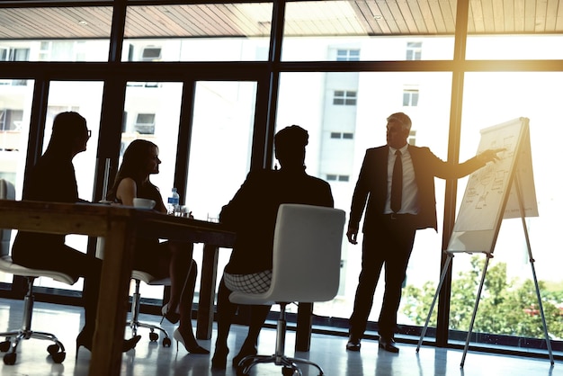 Getting their plans together Shot of a businessman giving a presentation to his colleagues in an office