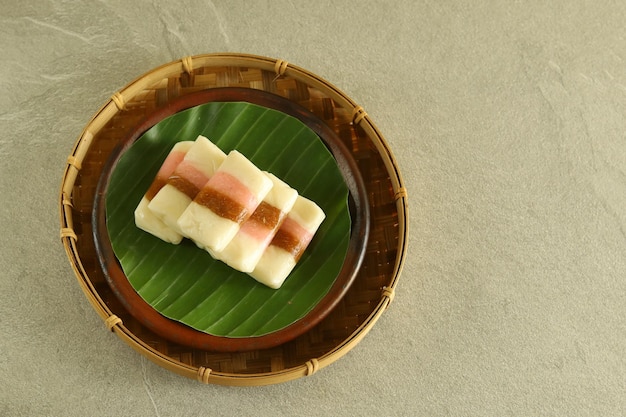 Getuk Tiga Warna or Getuk Trio, Traditional Javanese Sweet Snack from Magelang. A Mixture of Cassava