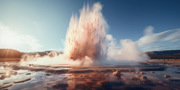 Photo a geyser erupting in a body of water