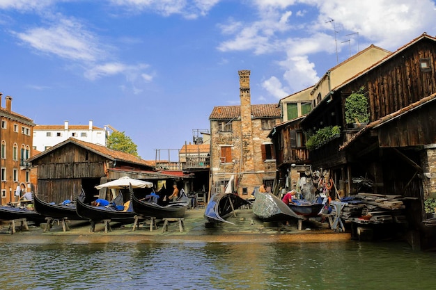 GGondola repair shop on the Venice canal bank