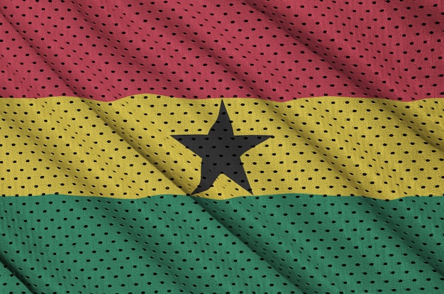 Ghana flag printed on a polyester nylon sportswear mesh fabric 