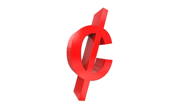 Ghanaian cedi currency symbol of Ghana in Red 3d rendering 3d illustration