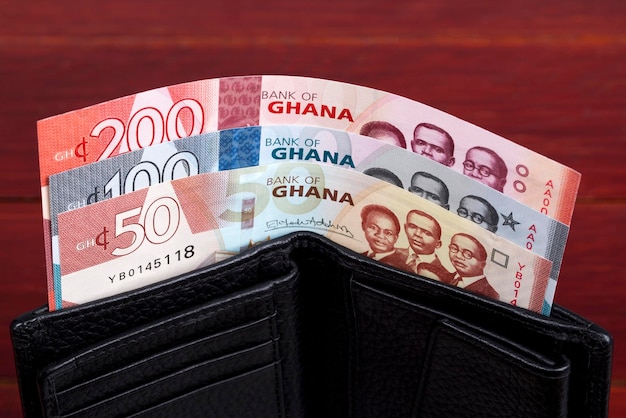 Ghanaian money  cedi in the black wallet