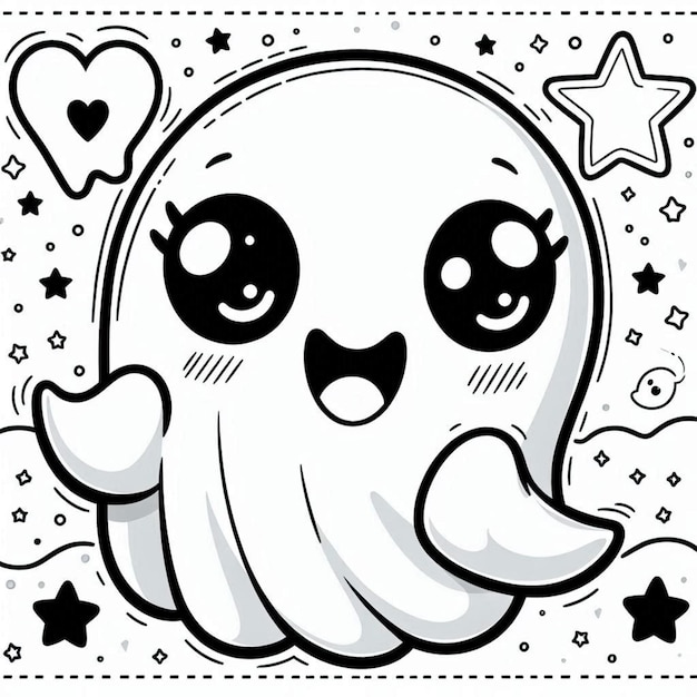 Photo ghost halloween coloring page ai generated