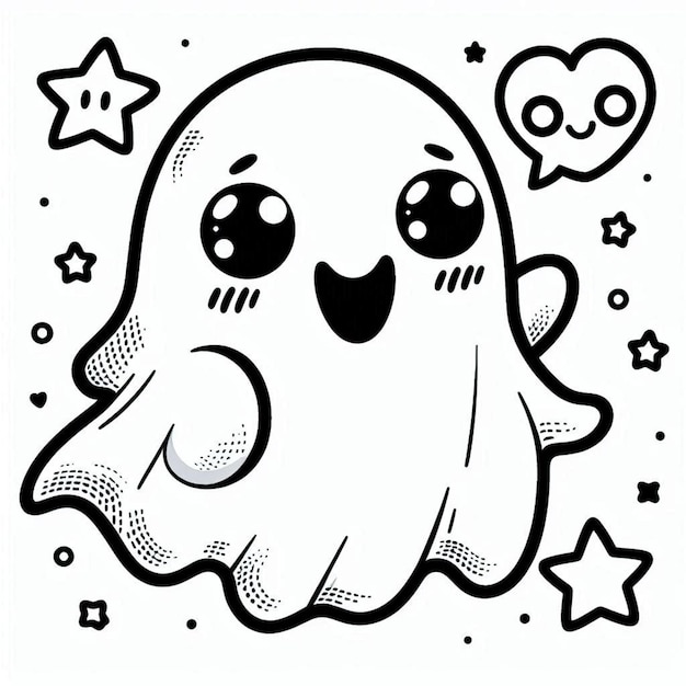 Ghost Halloween coloring page ai generated