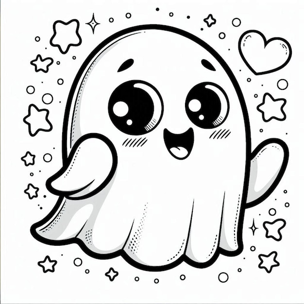 Photo ghost halloween coloring page ai generated