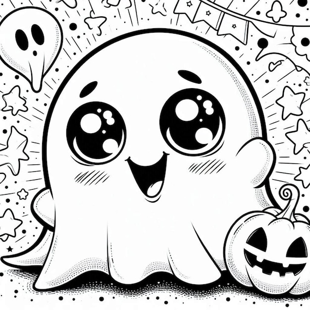 Ghost Halloween coloring page ai generated