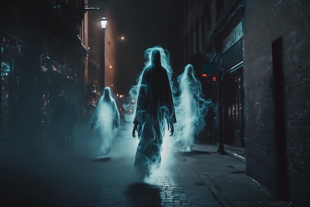 Ghost invasion in dark city street