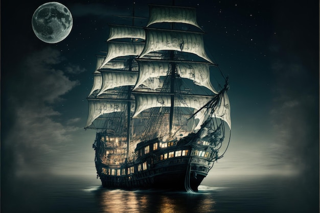 Ghost pirate ship on the high seas Generative AI