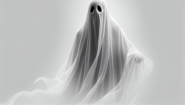 A ghost with a black eyes and a white cloak generative AI