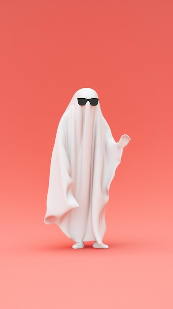 A ghost with sunglasses on and a white sheet on it