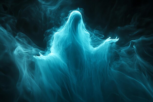 Photo a ghostly and transparent spirit with an ethereal presence emitting a mystical glow