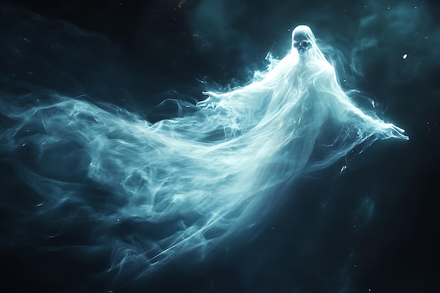 Photo a ghostly and transparent spirit with an ethereal presence emitting a mystical glow