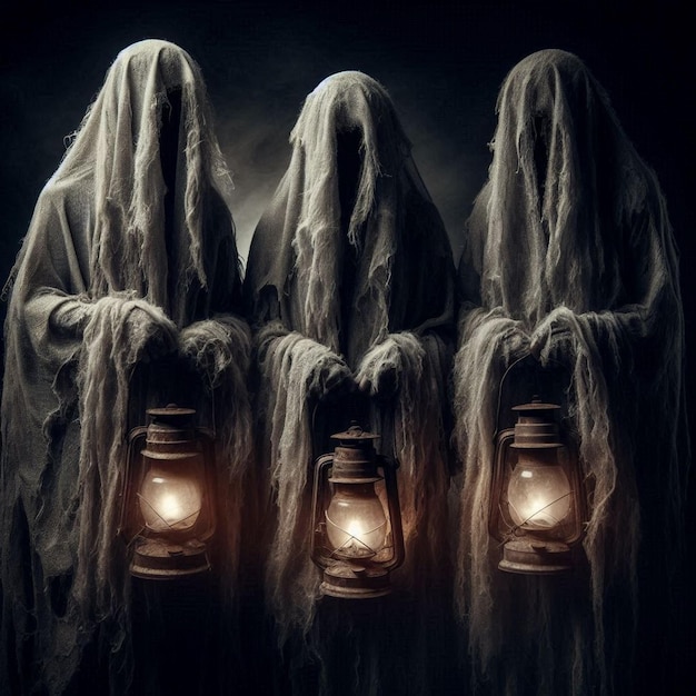 Photo ghosts holding lantern