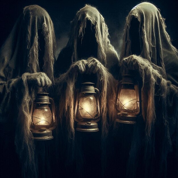 Ghosts holding lantern