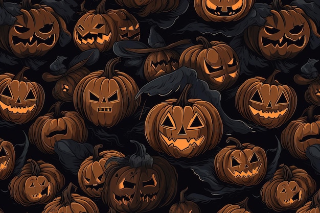 Ghosts and Pumpkins A Halloween Spectacle of Spooky Delights Generative AI