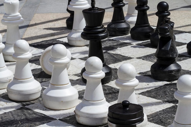 Giant chess games in the street with large pieces