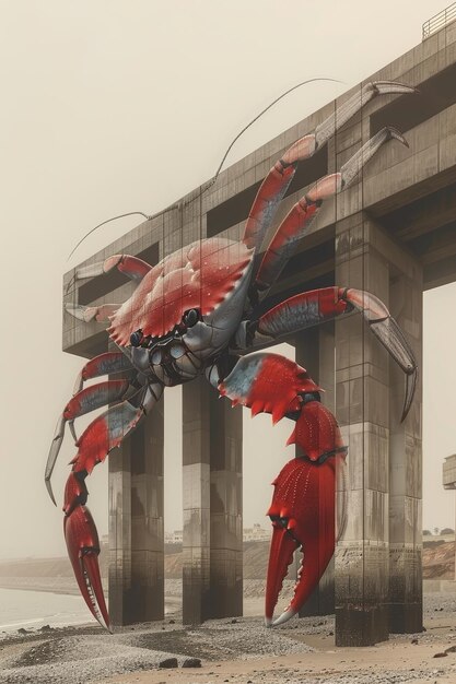 Giant Crab Under Concrete Pillars