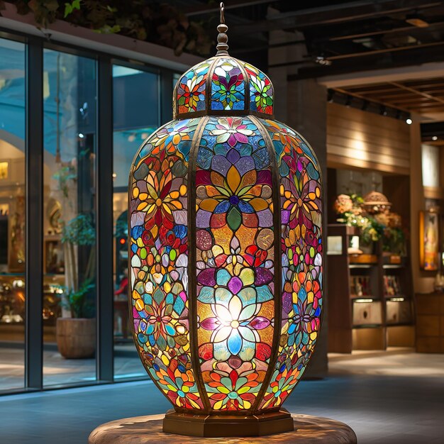 Photo a giant freestanding arabic lantern decorations