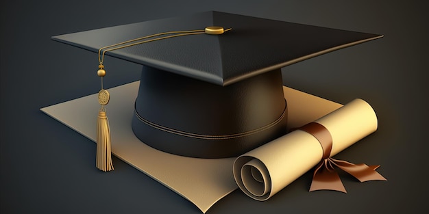 Giant graduation cap and diploma AIGenerated