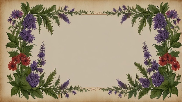 Giant Hyssop floral frame border