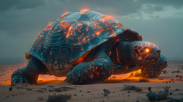 Giant Molten Turtle in a Desert