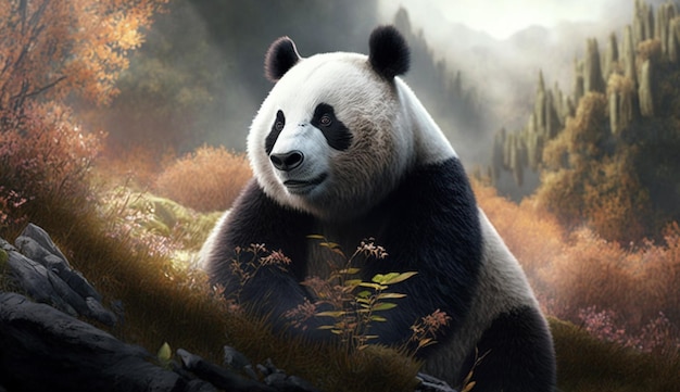 Giant panda bear clipart transparent Ai generated art