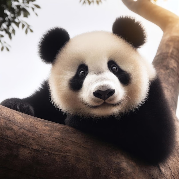 giant panda bear on tree in the forest