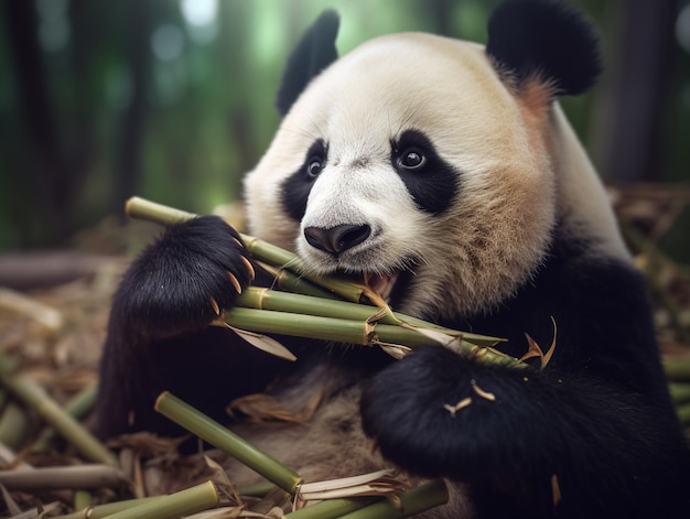 Giant panda eating bamboo