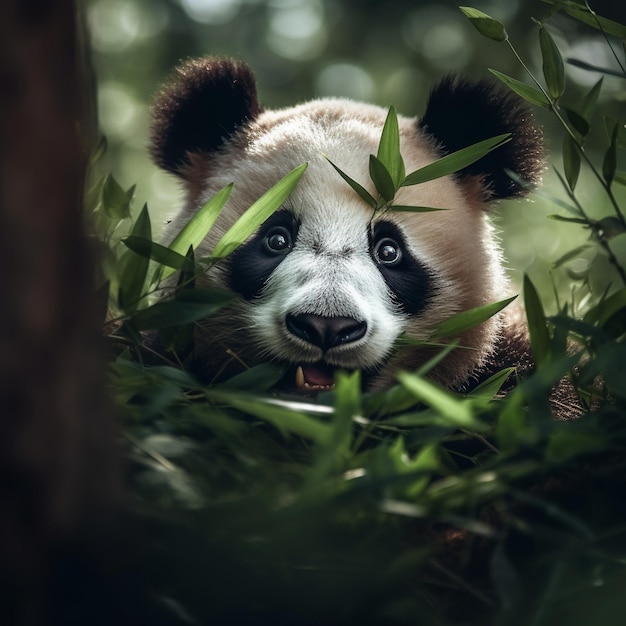 Giant panda eating bamboo