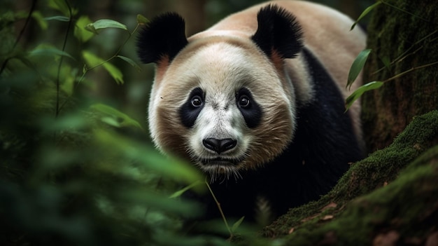 A giant panda in the forest