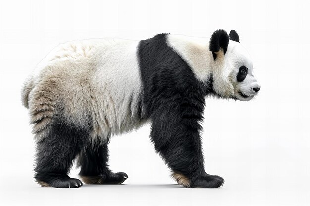 Photo giant panda standing side view full body isolated on white background no shadow under panda photo