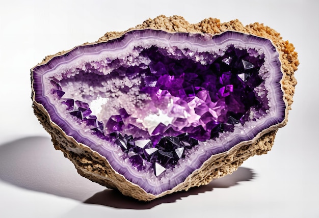 Photo a giant purple shell with a purple center and purple gemstones